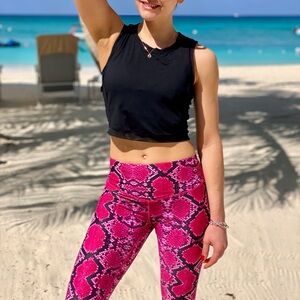 Pink Snake-Print Leggings